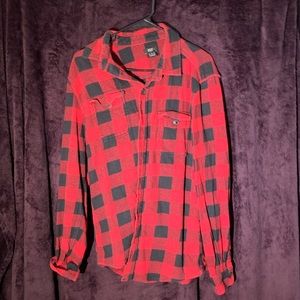 Men’s Thick Red & Black Flannel Shirt